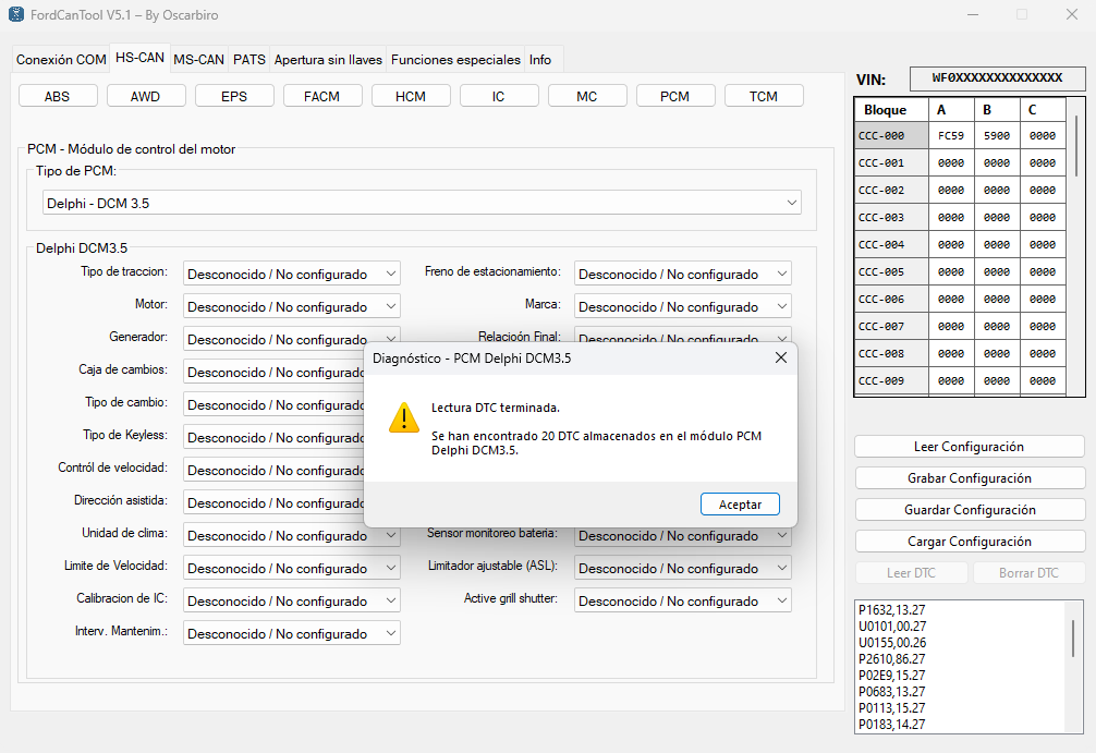 Captura lectura DTCs